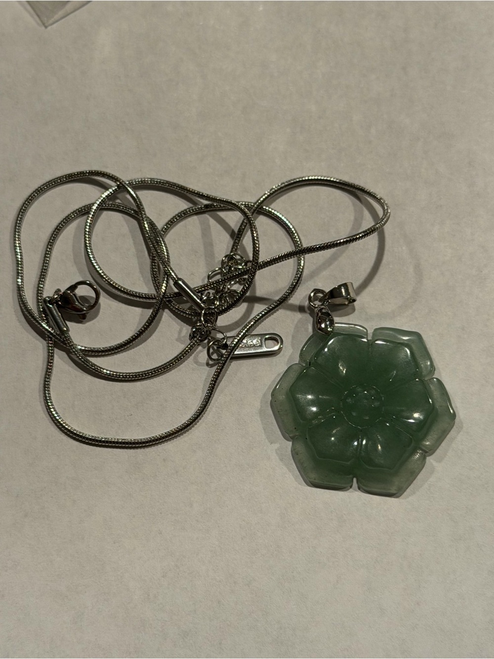 Green Floral Jade Pendant Necklace - Unbranded